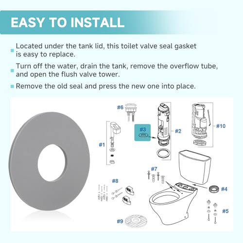 Image of 2-Pack 9BU102E / 9BU064E Silicone Flush Valve Seal Gasket Compatible with TOTO Aquia Dual Flush Toilets ST464M, ST412M, ST413M, ST416M Valve Replacement Part