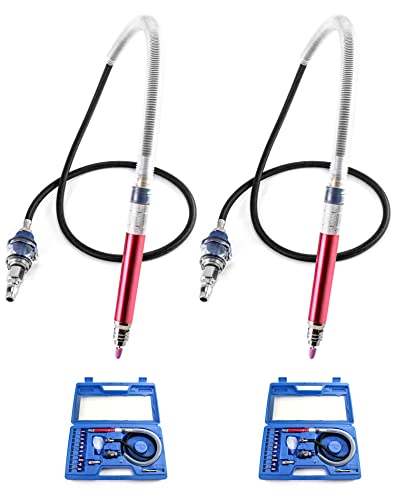 Image of QWORK Air Micro Grinder, 2 Set 1 /8 inch Mini Pencil Polishing Cutting Tool Pneumatic Pencil Die Grinder, 65000 RPM Free Speed