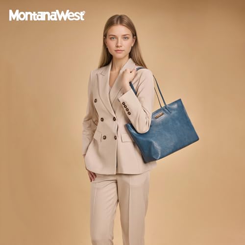 Image of Montana West Medium Tote Bags for Women Shoulder Handbag with Zipper Lightweight Everyday Purse for Work, Travel, or Shopping