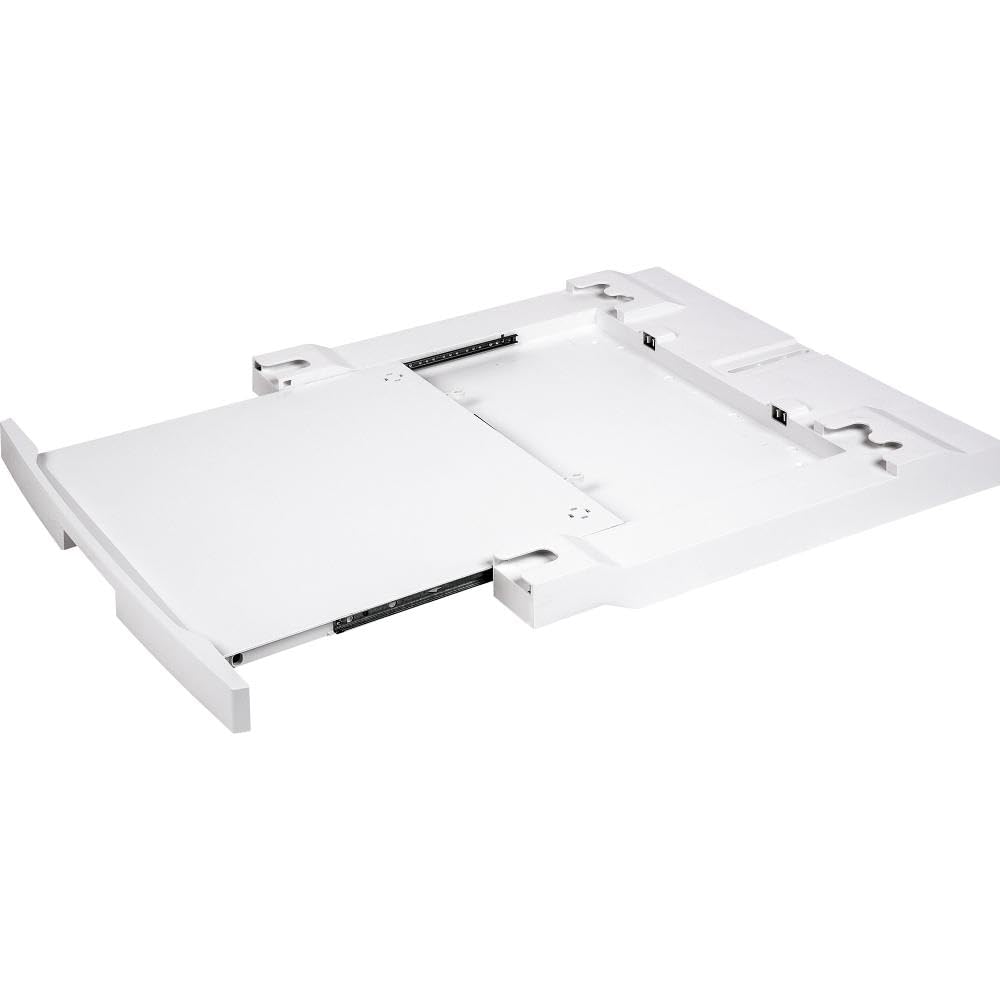 AEG A1WYHSK2 Montageset für Waschmaschine mit Ablage 52 – 67 cm und Sicherheitsflansch, platzsparende Säulenmontage, Schieberegal, kompatibel mit Frontlader, stabile Installation