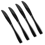 Teyyvn 16-Piece Mirror Finish Black Stainless Steel Dinner Knives, Cutlery Dinner Knife