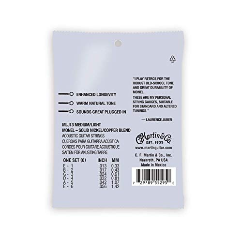 Martin Retro Acoustic Mlj13 Medium/Light-Gauge Guitar Strings, Lj’s Choice, Monel Nickel #TOP1