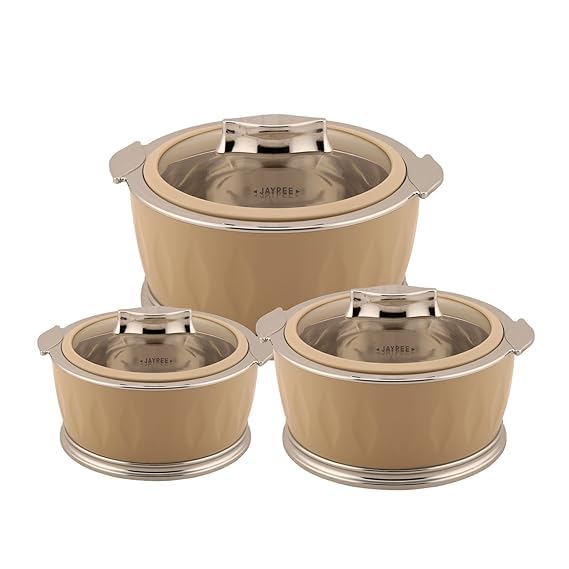 C8231 Jayypeee Pluss Plastic Jaypee Dazzle Casserole Set (1000, 1500, 2000 Ml) Beige, 1 Liter