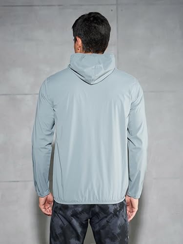 Image of TECHNOSPORT Men's Blended Standard Length Slim Fit Solid Hooded Wrinkle Free Raincoat