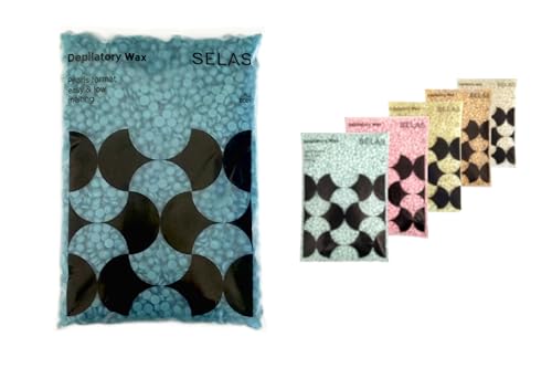Cera depilatoria en perlas 800g. SELAS. A elegir entre varias referencias. Depilación sin bandas. (Azul). Profesional, bolitas, gotas, granulos, brasileña.