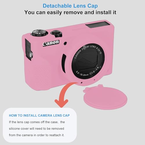 Funda Silicona Rosa para Cámara Canon G7X Mark III miniatura 5