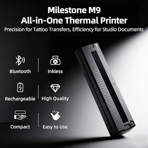 Image of Milestone M9 Tattoo Stencil Printer, Wireless Bluetooth Thermal Portable Stencil Machine for Tattooing, Upgraded 2 in 1 Professional Tattoo Stencils & Document Printer Compatible with iOS /Android /PC