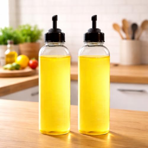 HomeWiz Oil Dispenser For Kitchen Plastic Bottle 1 Litre | Pack of 2 Oil Bottle | Food Grade BPA-Free Cooking Oil Bottle with Flip Nozzle | Leak-Proof