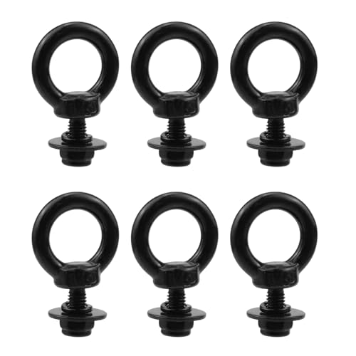 Image of Antrader Lifting Shoulder Eye Bolts,Eye Bolts with Nuts,M5,Black | Stainless Steel Machinery Shoulder Lifting Eye Bolt with Lock Nuts,Lock Washers,Flat Washers