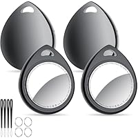 QCOQ® Air Tags 4er Pack Schwarz 2025, Schlüsselfinder & Air Tracker Tagg Kompatibel mit Apple Wo ist? App (Nur iOS), Key Finder mit Schlüsselband, Koffer-Tracker für Auto/Taschen, Austauschbarer Akku