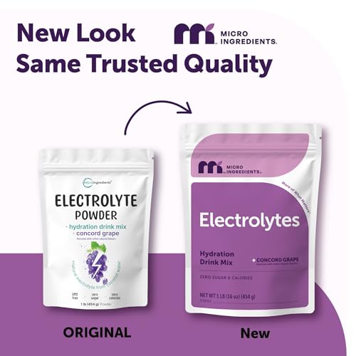Image of Micro Ingredients Electrolytes Powder, 1lb (69 Servings) | Sugar Free | Sweet Concord Grape Flavor | 1,000 mg High Potassium Hydration Drink Mix | Keto Friendly, Non-GMO