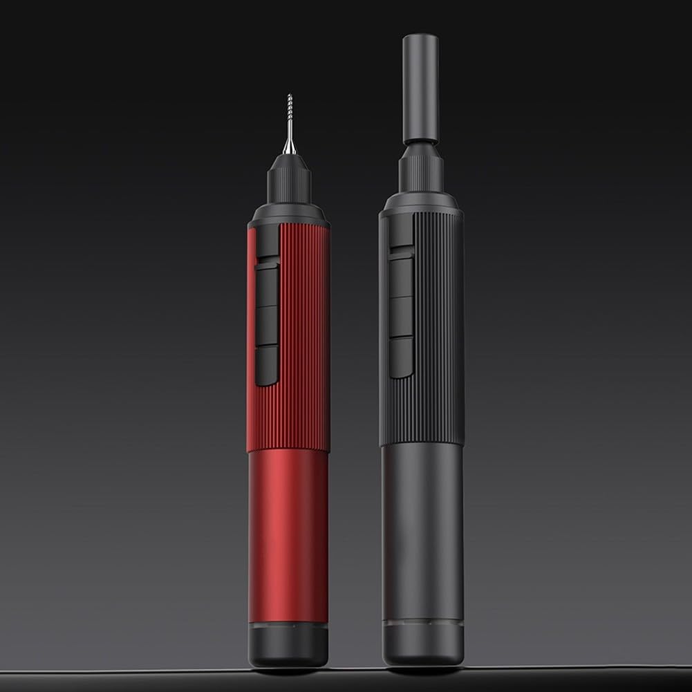 Trapano elettrico ricaricabile a mano con mandrino magnetico a cambio rapido, punte in carburo da 0,3-3,0 mm per foratura e rettifica di precisione, corpo in lega di alluminio leggero, (rosso)