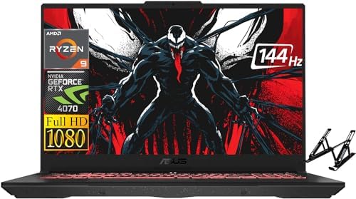 ASUS 2023 Newest TUF A17 Gaming Laptop, 17.3″ FHD 144Hz Display, AMD Ryzen 9-7940HS, GeForce RTX 4070, 64GB DDR5 RAM, 4TB SSD, Wi-Fi 6, Backlit Keyboard, Windows 11 Home, with Laptop Satnd