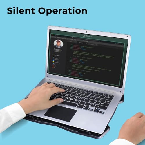 GR Deals NC2100 Laptop Cooling Stand with 125mm Fan, Silent Operation, LED Light, Supports up to 15.6 inch Laptops and Retractable Stand.(Black) - Image 4