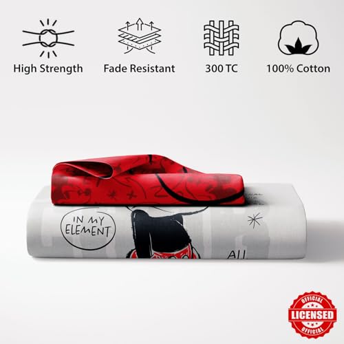 Image of Sassoon Disney Mickey Mouse (Classic) Digital Printed, Cotton Single Bedsheet, 300 TC, 1 Pillow Cover, Fade Resistant, Bedsheet for Kid's Bedroom, (1.50m X 2.35m)