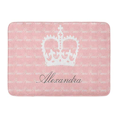 LiminiAOS Tapis de Bain Couronne Rose N Blanc Girly Personnalisable Tapis de décoration de Salle de Bains Diva Mignon