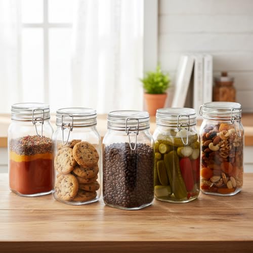 Image of ginoya brothers - Kitchen Glass Jar (5, 1500 Ml. Cube Jar)