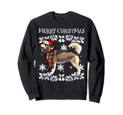 Merry Christmas Ornament Alaskan Malamute Xmas Santa Sweatshirt, Black