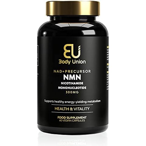 Body Union NMN Supplement | 300mg Niacin | Nicotinamide Mononucleotide Capsules | Anti-Aging & Mitochondria Supplements | Naturally Boost NAD+ | Brain Function & Cognition support| 60 Capsules | 300mg Cover