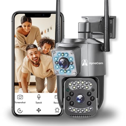 Image of ApnaCam 6MP Dual Lens Wireless WiFi Outdoor Smart IP CCTV Camera | Ultra HD Double View | Two Way Talk | Motion Detection | Night Vision | Support Upto 128GB SD Card | Outdoor Survillance Camera