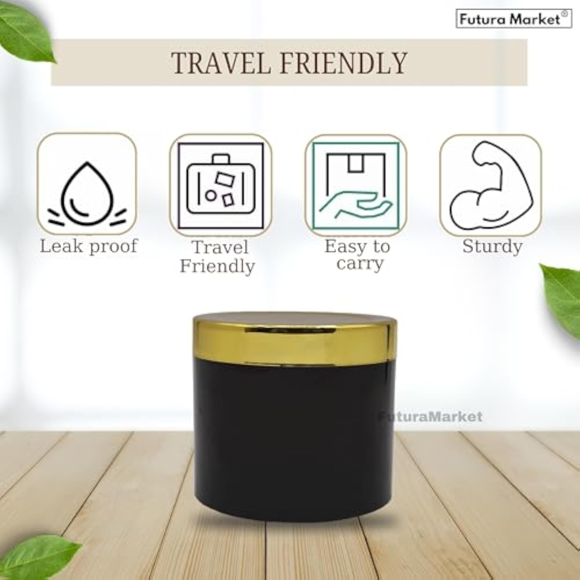 Acrylic Amber Jar with Gold Lid for Personal Care