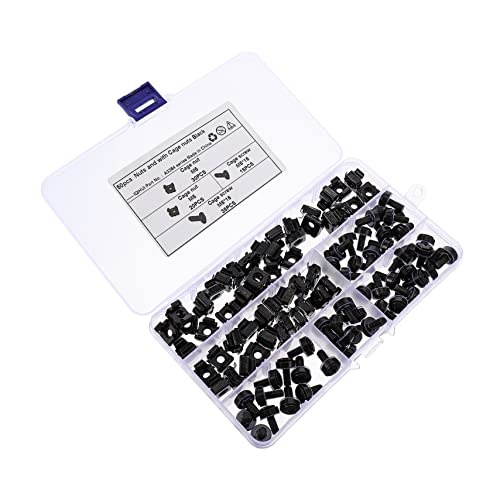 SOLUSTRE Square Floating Nuts for Racks 50pcs M5 Carbon Steel Rack Nuts Mounting Screws Black Zinc Coated