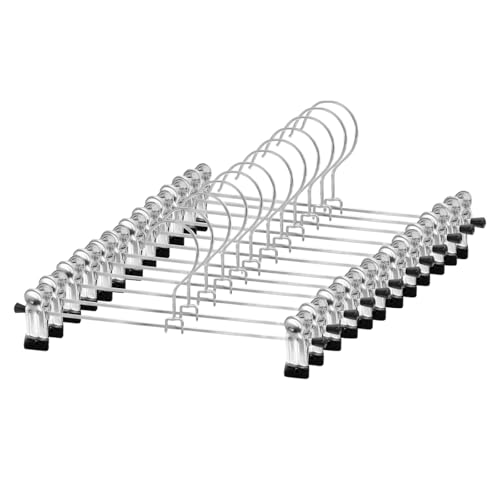 ACCRUX - Cabides de aço para calças 28 cm, ganchos de PVC antiderrapante ajustável para saias, calções roupa de crianças. Ideal para economizar espaço (12 unidades)