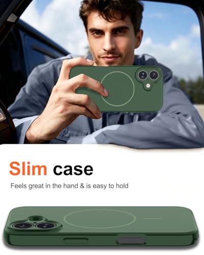 Image of Magnetic for iPhone 16 Plus Case,Shockproof Matte Cover,Dark Green | with Screen Protector,Compatible with MagSafe,Military Grade Drop Protection,Full Camera Protection,Non-Slip Design Case