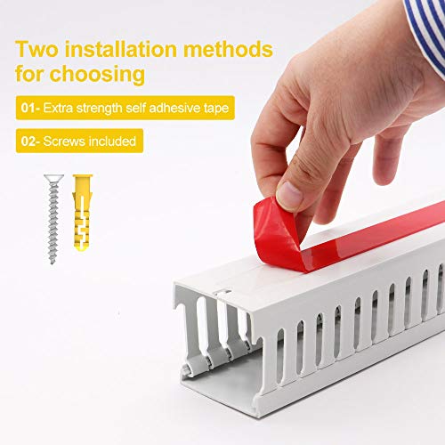 Open Slot Wiring Raceway Cable Duct, 123In Cable Management Channel Cord Track,Desk Wire Channel, Under Desk Cable Management To Hide Cables, Wires For Computers - 15.4In X1.18In X1.57In #TOP3