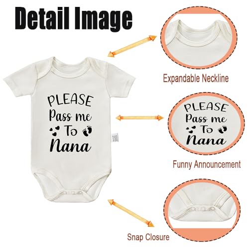 Please Pass Me to Nana Bodysuit, Newborn Girls Clothes, Grandma Baby Clothing, Infant Outfits 0-24 Month2