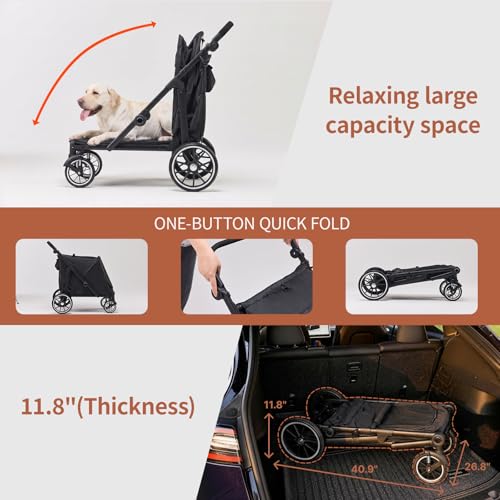 Image of Dog Stroller for Large Dogs (Black, Large Pet Stroller)