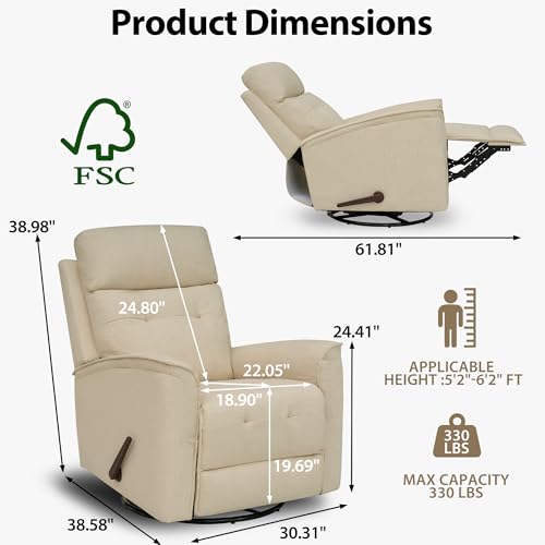 Sillón reclinable manual giratorio beige miniatura 2