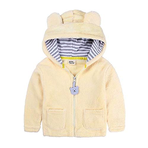 Hooyi Infant Baby Boys Girls Fleece Hoodies Coat Bear Ears Newborn Winter Warm Jacket Zipper Hooded Cardigan Outerwear Yellow