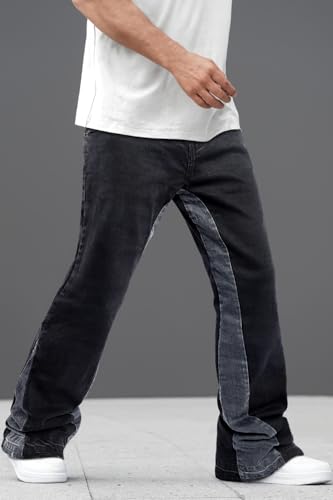 GINGTTO Men's Slim Fit Jeans Flared Stacked Denim Pants Hip Hop Streetwear3