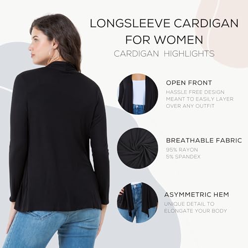 Image of Azules Long Sleeve Womens Cardigan, Thin Flowy Rayon Sweater Lightweight Cardigan for Casual or Dressy Outfits