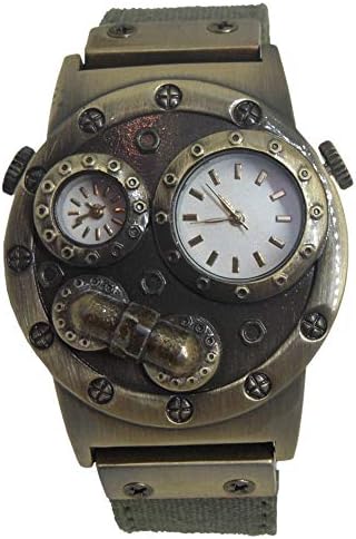 Verne Voyage Dual time Japan Brass Antiqua Steampunk Travel Watch