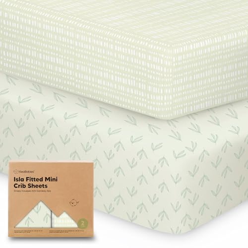 Image of Pack and Play Sheets Fitted - 2-Pack Mini Crib Sheets for Pack N Play Mattress 38x26, Soft & Cozy, Neutral Toddler Playard Bedding, Snug Fitted Mini Baby Crib Mattress Cover Boy, Girl (Fleur)