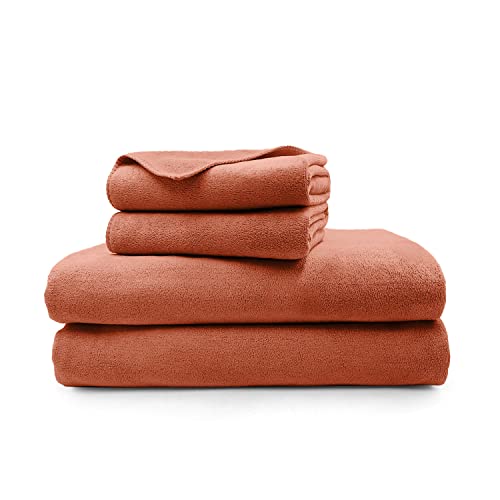 Image of Sassoon Venir Microfiber 4 Piece Towel Set 450 GSM (Rust Color) Ultra Soft Material, Towel for Daily use