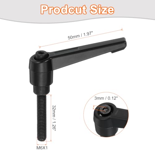 Image of uxcell 4Pcs M6 x 32mm Adjustable Knobs Handle Male Thread Push Button Ratchet Quick Release Locking Rotating Bolt for Lathe Machinery, Black