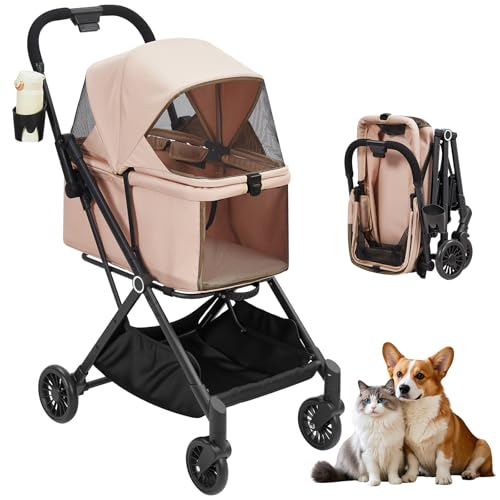 Dog Stroller - 4-Wheel Lightweight Foldable Pet Stroller for Small