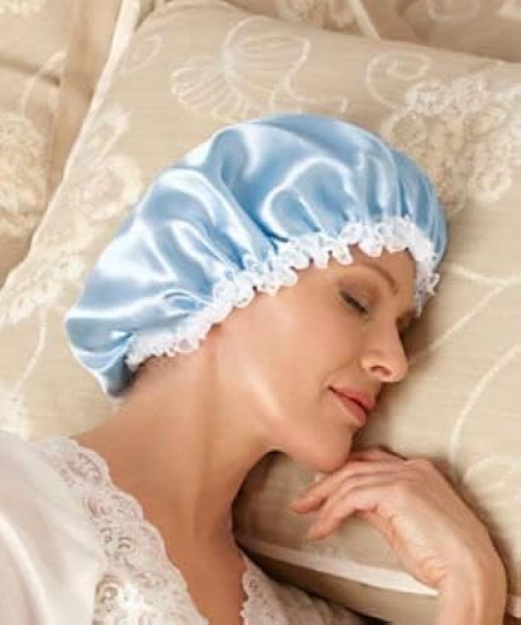 Silk Hair Cap for Sleeping with Satin Scrunchies