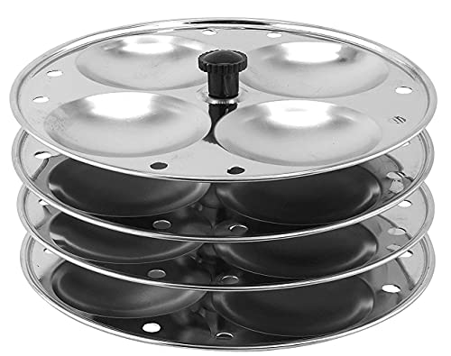 Premium 100% Stainless Steel Idli Stand | 4 Plates | 16 Idli Capacity | Idli Plates | Steamer | Sancha | Kitchen Accessories | Rice Cake |