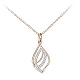 Naava Women's 9ct Rose Gold Diamond Twist Teardrop Pendant Necklace of Length 40cm