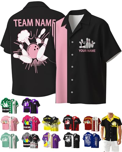 Custom Bowling Shirts Customized Unisex Short Sleeve Button Down Casual Shirt Personalized Name Jersey for Men