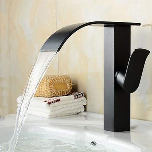 Grifo vintage negro de latón antiguo para lavabo sobre encimera con caño corto elegante