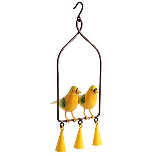 Image of ExclusiveLane 'Cannery Twittery' Hand-Painted Decorative Hanging Wind Chime in Metal -Wind Chimes for Home Positive Energy Balcony Home Decorative Items Wall Hanging Bells Decor for Living Room