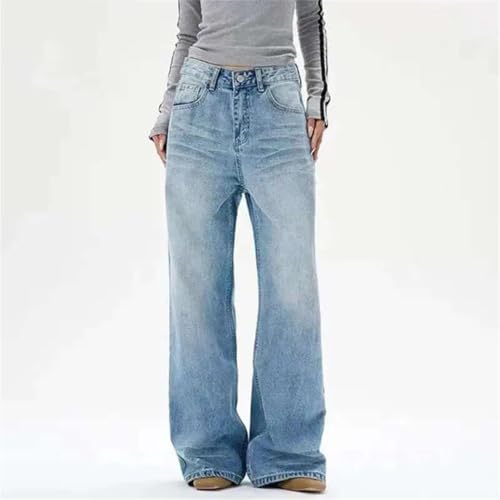 Men Solid Color Denim Pants Simple Wide Leg Loose Straight Jeans Trousers2