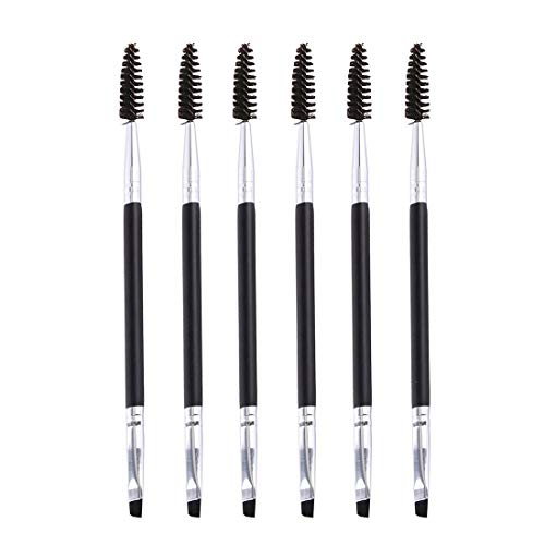Osinee Duo Eyebrow Brush-6PCS Professional Angled Eye Brow Brush and Spoolie Brush (Black)