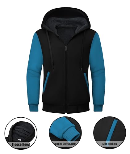 Image of SWISSWELL Men Zip Up Hoodies Sherpa Lined Jacket Heavyweight Fleece Sweatshirt Winter Warm Hooded Coat
