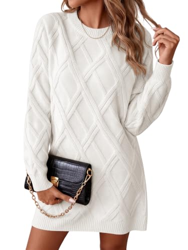 Saodimallsu Womens Cable Knit Sweater Dress Fitted A-Line Fall Mini Dress